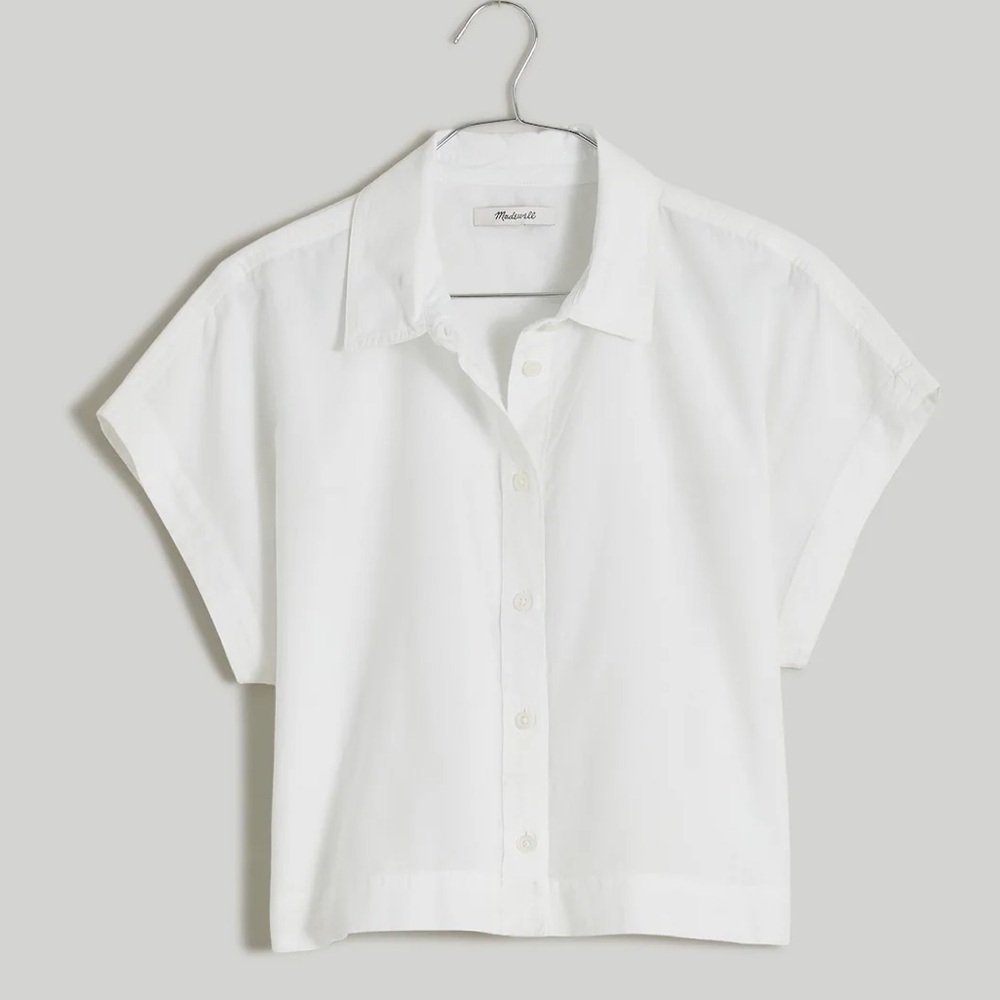 NWT Madewell Crop Dolman Short Sleeve Button-Up Shirt